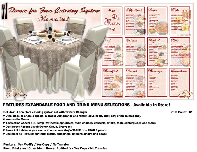 *VRD* Catering - Dinner for Four - Mesmerised (boxed)