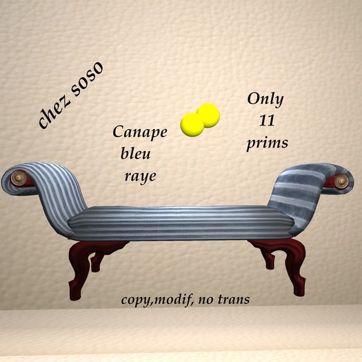 canape bleu raye