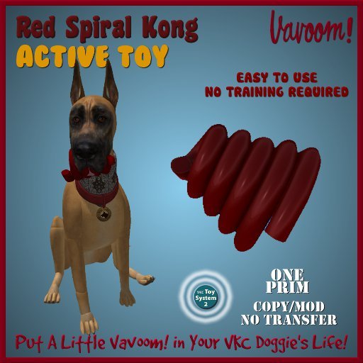 Spiral Kong Red *Vavoom! Active Toy* - Toys and Accessories for Virtual Kennel Club (VKC®) Dogs - No Training Required
