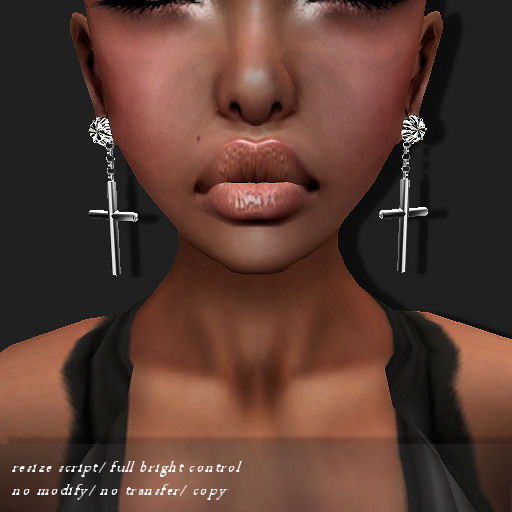 EARRING CROSS-DB PLATINUM       -RYCA-