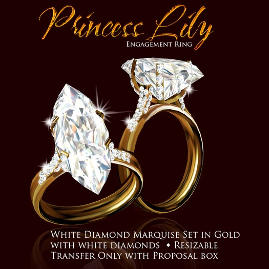Exquisite Princess Lily Gold Engagement Ring
