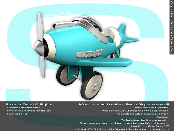 Sweet Baby - Retro Airplane Mesh - Blue