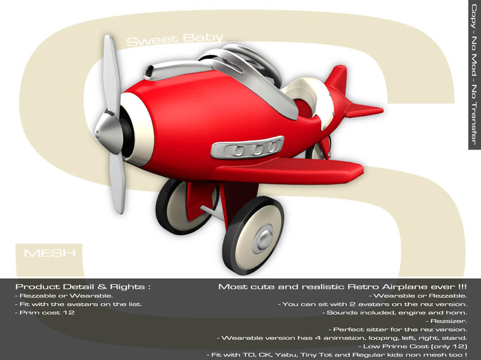 Sweet Baby - Retro Airplane Mesh - Red