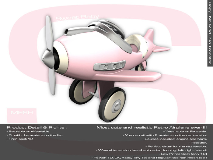 Sweet Baby - Retro Airplane Mesh - Pink