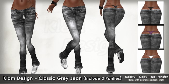 Klam Design - Classic Grey Jean -Include 3 Panties 