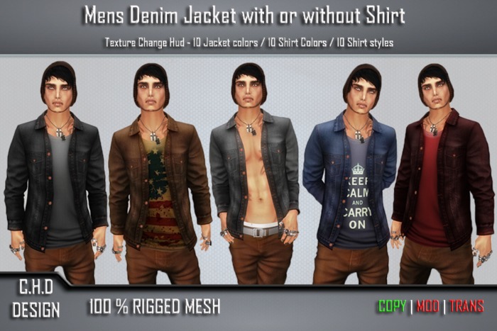 [C.H.D] Mens-MESH Denim Jacket