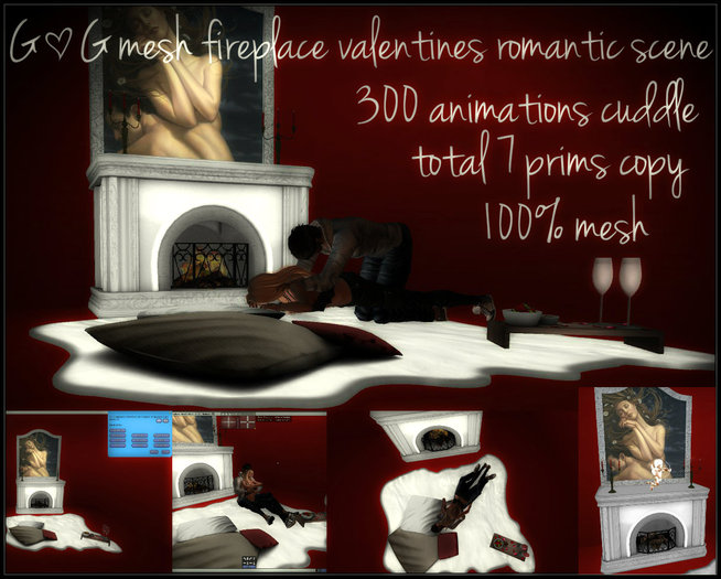G^G  mesh fireplace valentines romantic scene