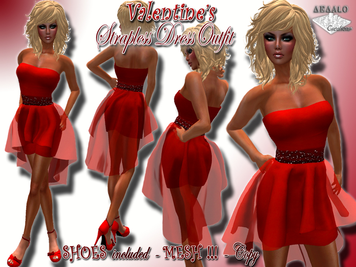 Valentine's Strapless Dress Outfit - Mesh * SPECIAL PRICE Valentine's Day Limited Promo * - 70% OF!!!!!!!!!! - 