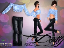 Dotty Peasant Blouse and Jeans Blue