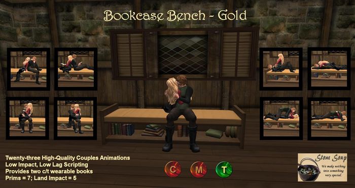 Bookcase Bench - Gold