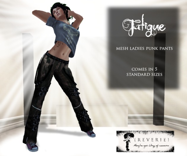 {REVERIE} Mesh Ladies Punk Pants - Fatigue