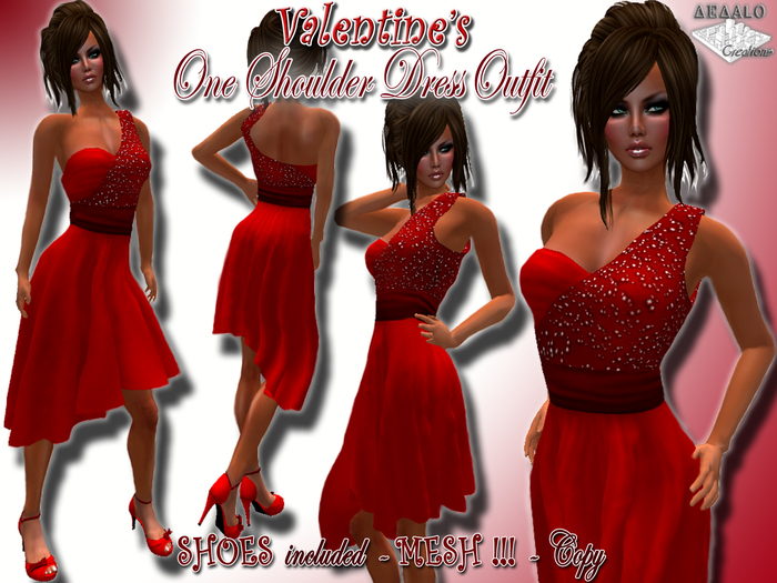 Valentine's One Shoulder Dress Outfit - Mesh * SPECIAL PRICE Valentine's Day Limited Promo * - 70% OF!!!!!!!!!! - 