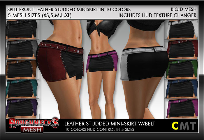 Leather Studded Miniskirt w/Belt DEMO
