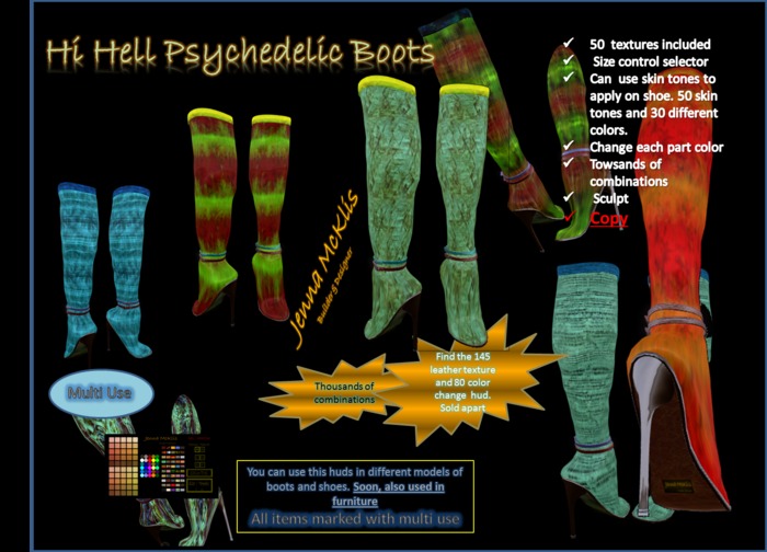 Hi Heel Psychedelic Boots 