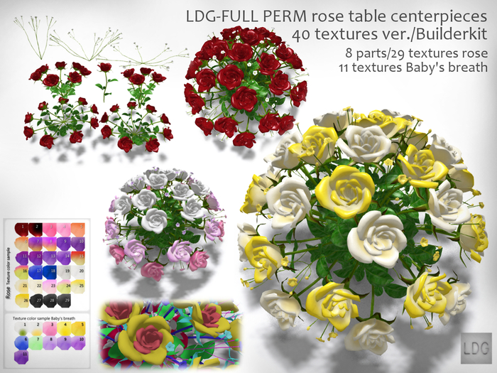 LDG-FULL PERM 951 Rose Table Centerpieces/40 textures/Builderkit 