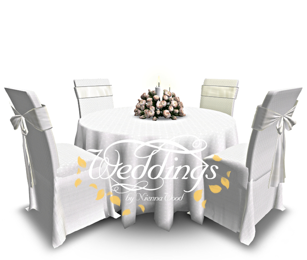 Elegant White Wedding Table, Chair & Centerpiece Set - Trans Only