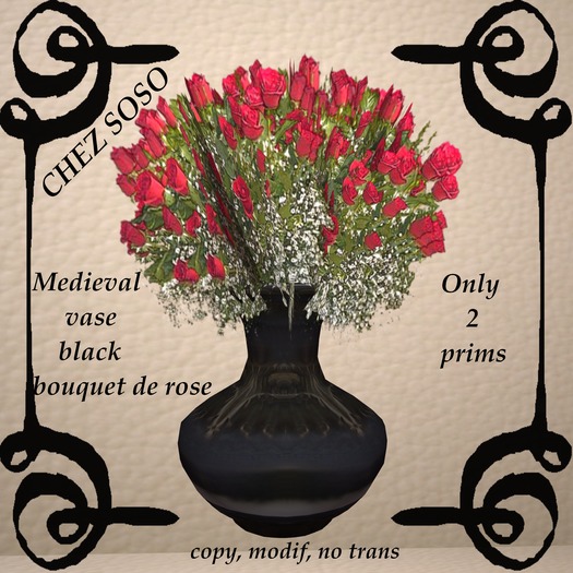 vase  black bouquet de roses 3