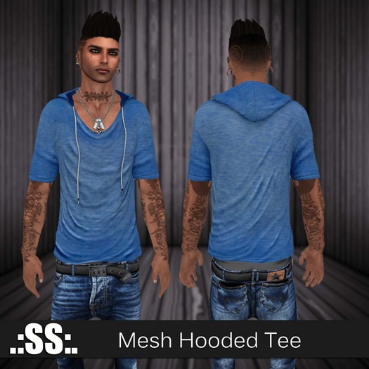 .:SS:. MENS BLUE HOODED TEE 