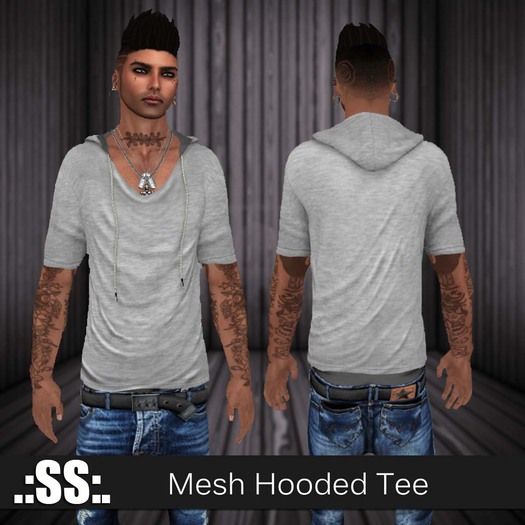 .:SS:. MENS GREY HOODED TEE 