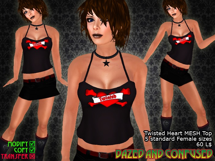 DEMO Twisted Heart Mesh Top black DEMO