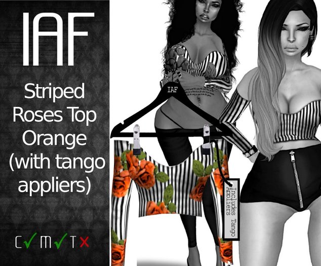 IAF Striped Roses Top Orange (with tango appliers)
