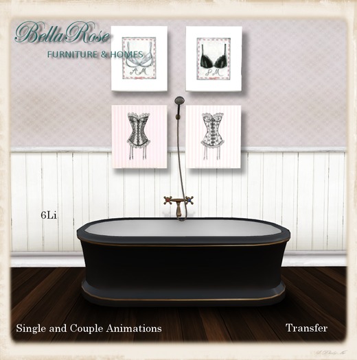 [BR] Blk/White Porcelain Tub Single/Double