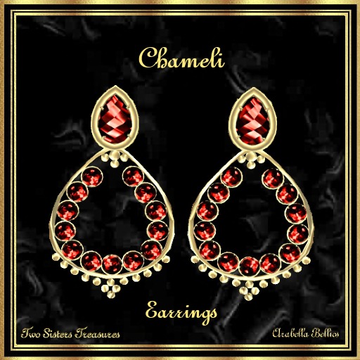 TST - CHAMELI RED TOPAZ EARRINGS YG.