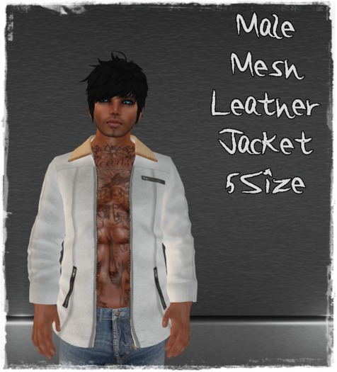 Mesh Male Leather Jacket White