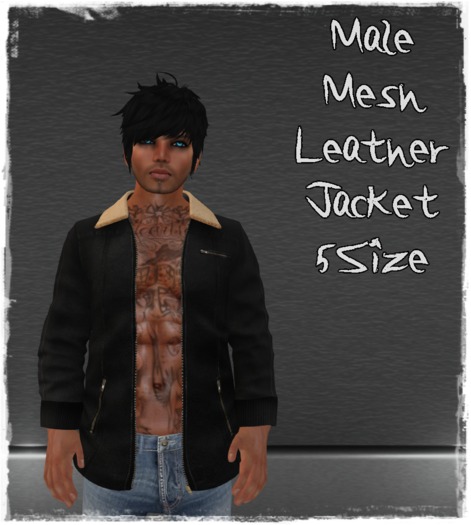 Mesh Male Leather Jacket Black