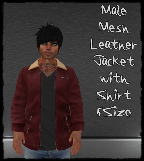 Mesh Male Leather Jacket/Shirt Red