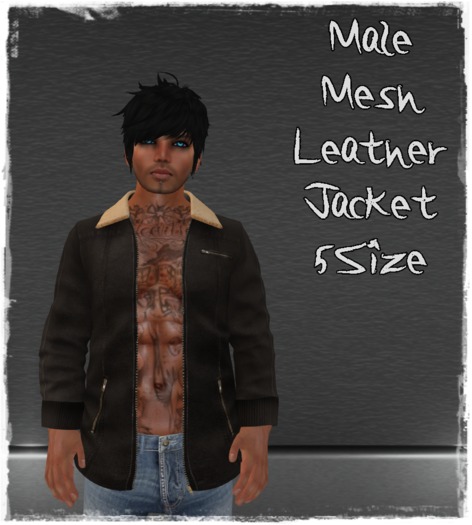 Mesh Male Leather Jacket Metallic