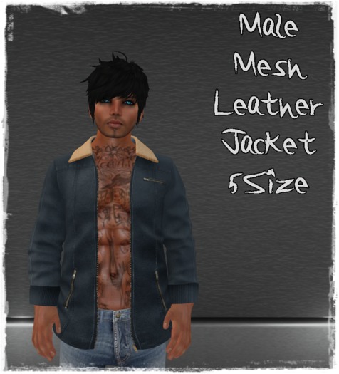 Mesh Male Leather Jacket Blue