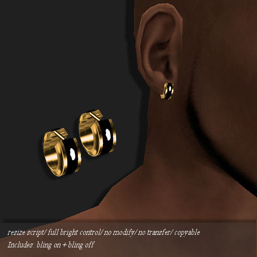 EARRING-HUGGIE BLACK / GOLD        -RYCA-