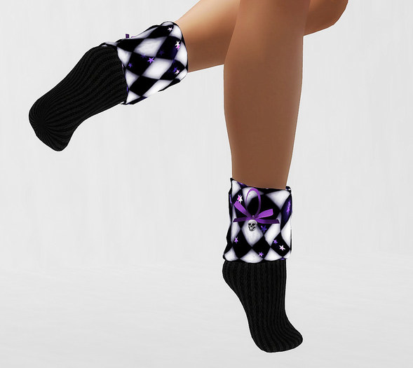 Sugel Co [Purple] Checkered Tiptoe Socks
