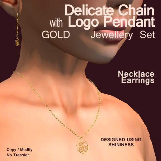 Delicate Gold Chain w/logo Jewellery Set