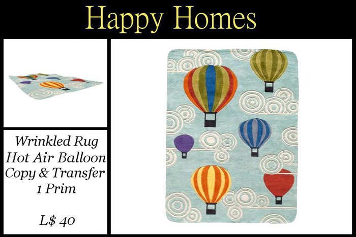 H.Homes ~ Sculpted Childrens Rug ~ Hot Air Balloons