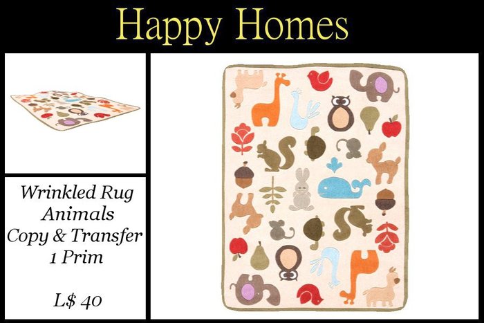 H.Homes ~ Wrinkled Rug ~ Animals