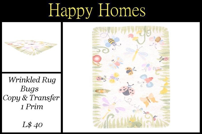 H.Homes ~ Sculpted Childrens Rug ~ Bugs