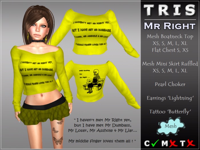 {T R I S} OFERTA: Sr. Derecha Outfit - Amarillo 