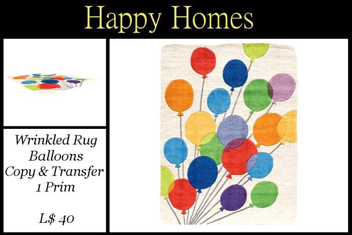 H.Homes ~ Sculpted Childrens Rug ~ Balloons