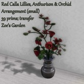 *ZG* Red Calla Lillies, Anthurium & Orchid Arrangement (small)