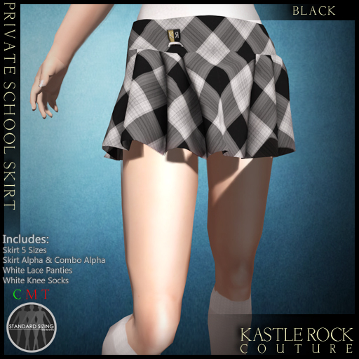 :KR: Private School Skirt - Black