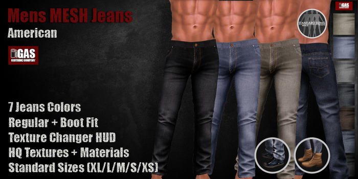 GAS [American MESH Jeans - 7 colors with HUD]