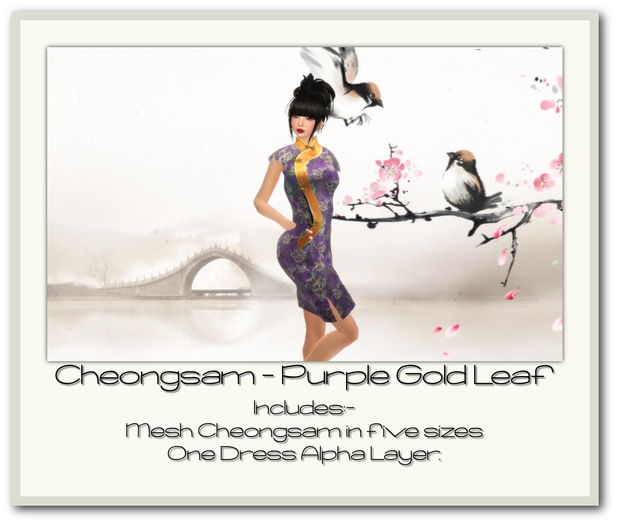 .::Tinkerbox::. Cheongsam Purple Gold Leaf