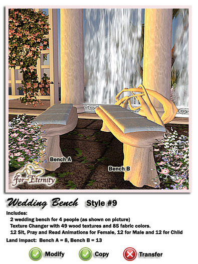 *VRD* Wedding Bench - Style #9 (boxed)