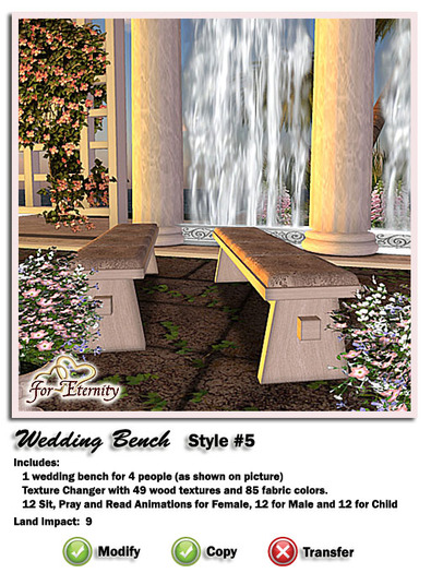 *VRD* Wedding Bench - Style #5 (boxed)