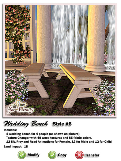 *VRD* Wedding Bench - Style #6 (boxed)