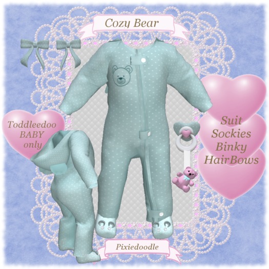 Pixiedoodle~Cozy Bear Blue (BABY ONLY)