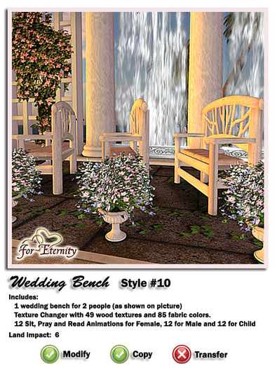 *VRD* Wedding Bench - Style #10 (boxed)
