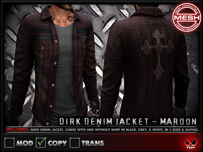::MORTALITY:: DIRK DENIM JACKET - MAROON